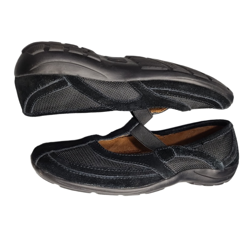 Natural Soul by Naturalizer Falton T-Strap Mary Jane Flats Womens 8M Black EUC
